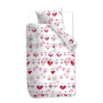 Hanneke de Jager Dekbedovertrek Roze Garland Katoen Peuterdekbedje 100 x 135 cm