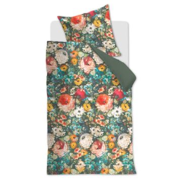 At Home By Beddinghouse Dekbedovertrek Groen Bloemen Katoen