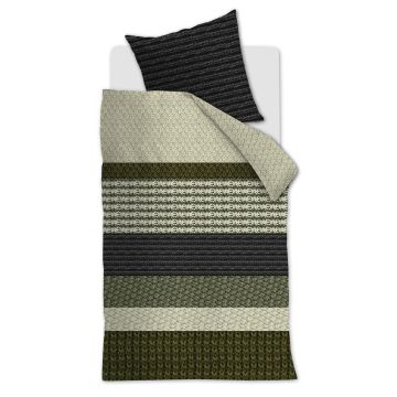 Beddinghouse Dekbedovertrek Groen Banen dessin Katoen-Flanel