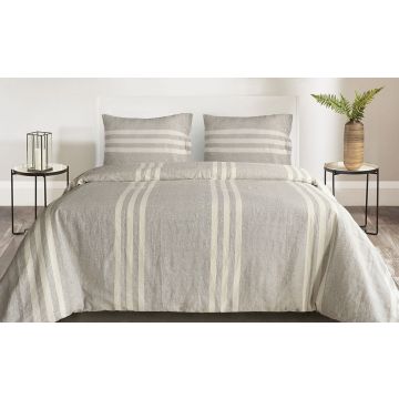 Yellow Off-White-Grey Dekbedovertrek Arles 100% Linen