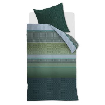 Beddinghouse Dekbedovertrek Blauwgroen Banen dessin Katoen