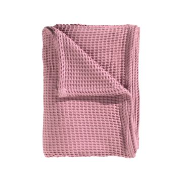 Heckettlane Baby-Pink Wafel-Sprei Gerecycled Katoen