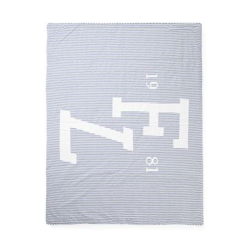 Striped linen quilted throw with logo - Four Leaves