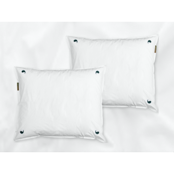 Kalundewa percale pillowcases set (white with dark green leaves) - Four Leaves