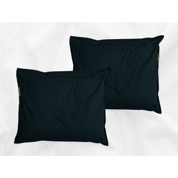 Kandalama percale pillowcases set (dark green with dark green leaves) - Four Leaves