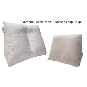 Leeskussen + kussenloop, kleur: Beige