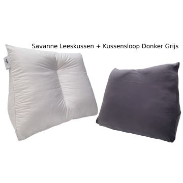 Leeskussen + kussenloop, kleur: Donker Grijs