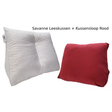 Leeskussen + kussenloop, kleur: Rood
