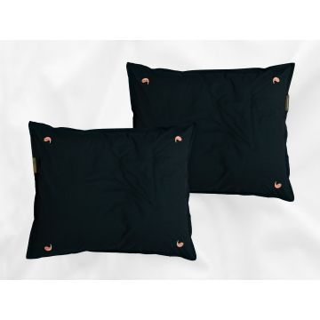 Namal Uyana percale pillowcases set (dark green with pink leaves) - Four Leaves