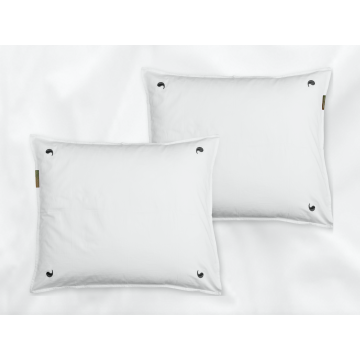 Pinnawala sateen pillowcases set (white with grey leaves) - Four Leaves