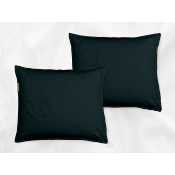 Kandalama sateen pillowcases set (dark green with dark green leaves) - Four Leaves