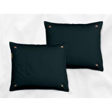 Namal Uyana sateen pillowcases set (dark green with pink leaves) - Four Leaves