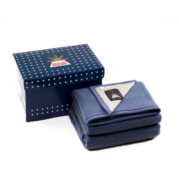 Sole Mio wollen deken Blauw-Ecru