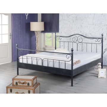Dico metalen bed Virginia Zwart-Zilver geborsteld