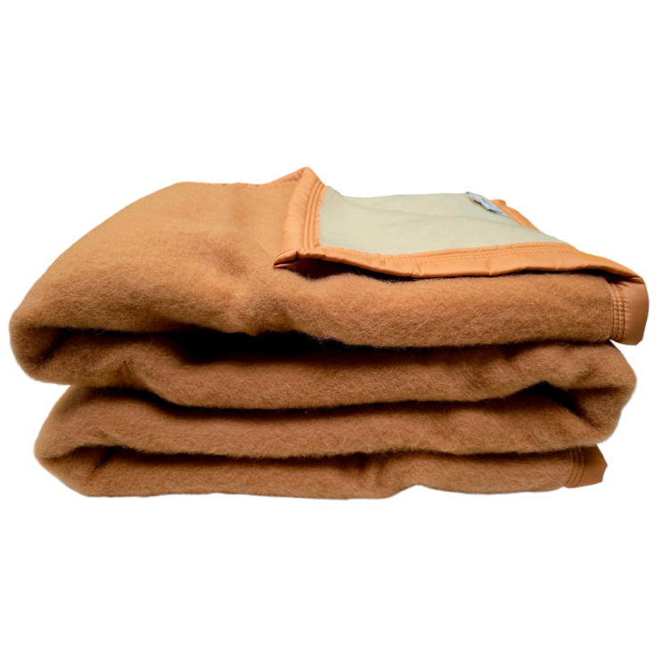 Merino wollen deken met kameelwol, dubbellaags, bruin - Schapenwolproducten