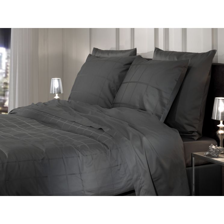 Heckettlane Classic-Anthracite Dekbedovertrek Diamante 100% Katoen-Satijn