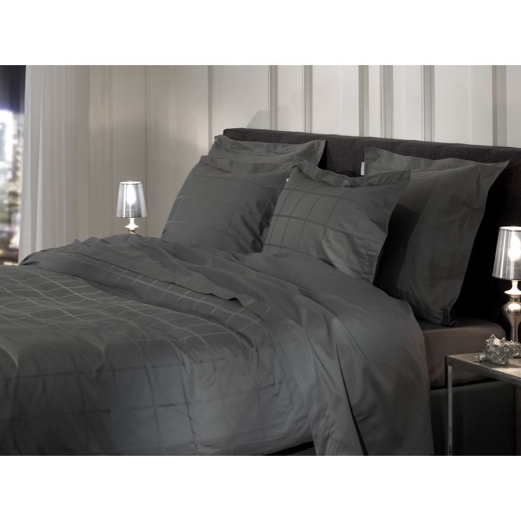 Heckettlane Classic-Anthracite Dekbedovertrek Diamante 100% Katoen-Satijn