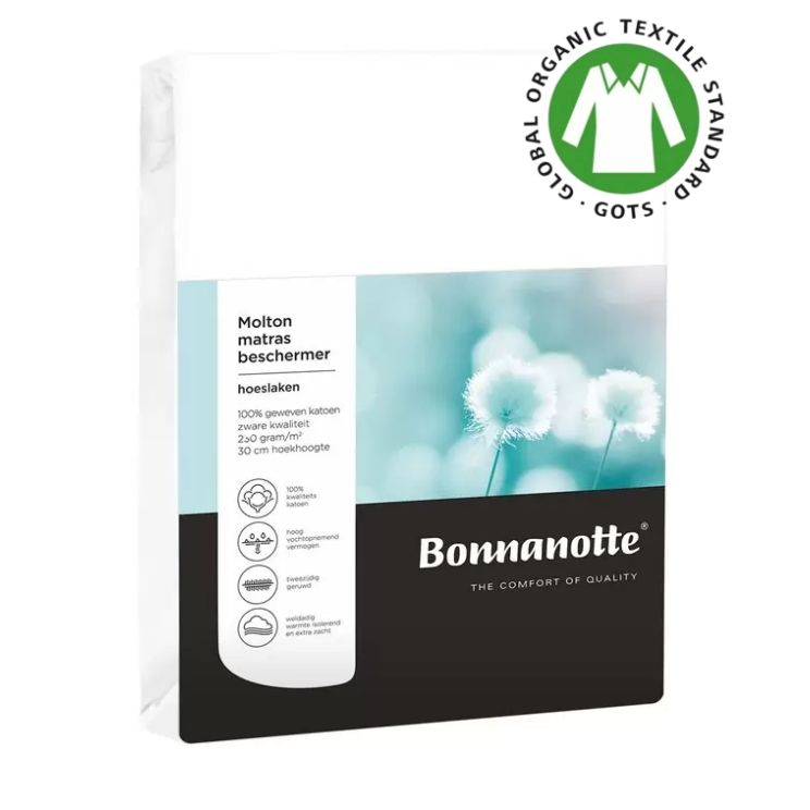 Bonnanotte biologisch organic stretch molton matrasbeschermer GOTS
