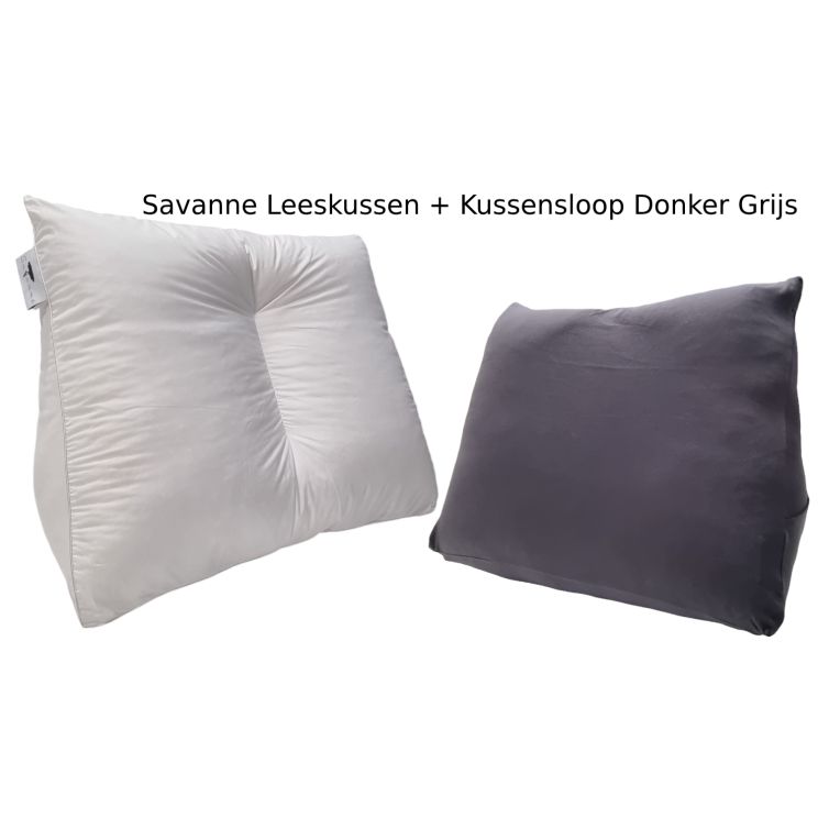 Leeskussen + kussenloop, kleur: Donker Grijs